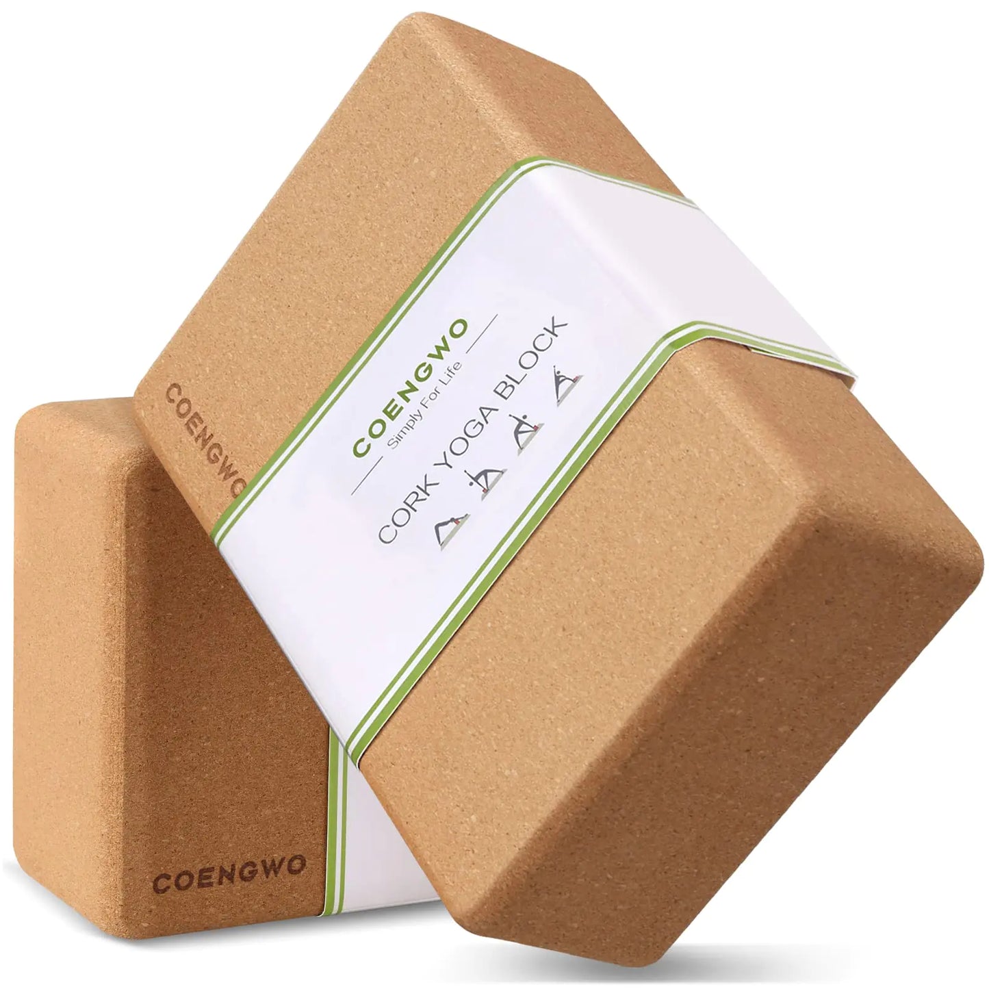 Cork Yoga Block COENGWO Yoga Block Set of 2 Eco-Friendly Yoga Blocks 2 Pack Cork Yoga Brick and Blocks Handstand Block for Yoga Beginners Stretch Pilates Meditation 9x6x3 Inches